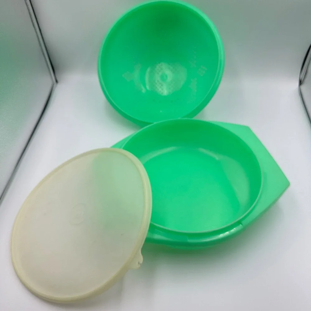 Vintage Tupperware Green Microwave Steamer 3 Piece Set 786-8 Bowl Colander Lid